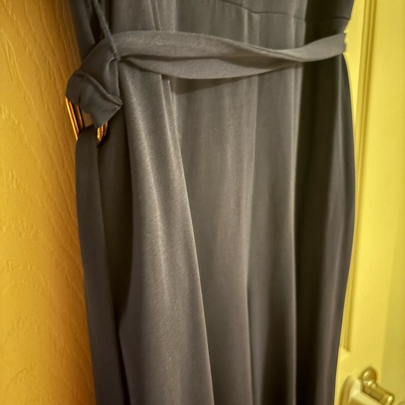 Women’s M Navy Blue Cropped Length Michael Kors Jumpsuit w Waist Tie and Pockets - Picture 4 of 7